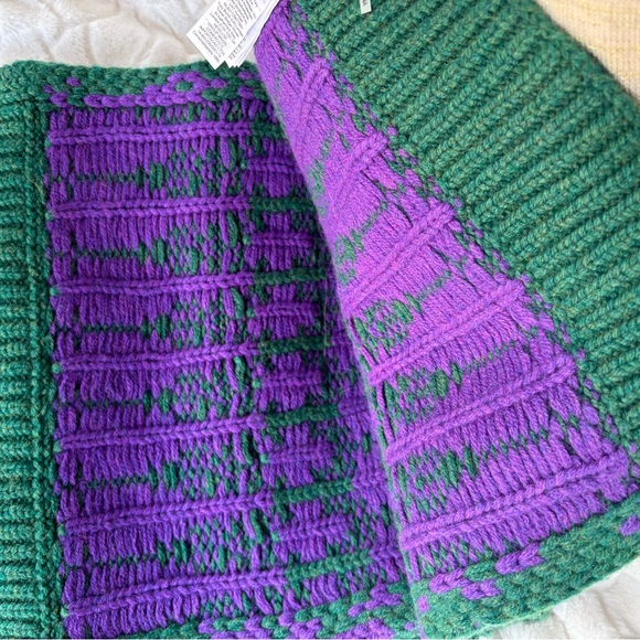 Tory Burch Merino Fair Isle Collection Scarf, Mittens & Hat Dark Ceramic Green - Picture 13 of 16